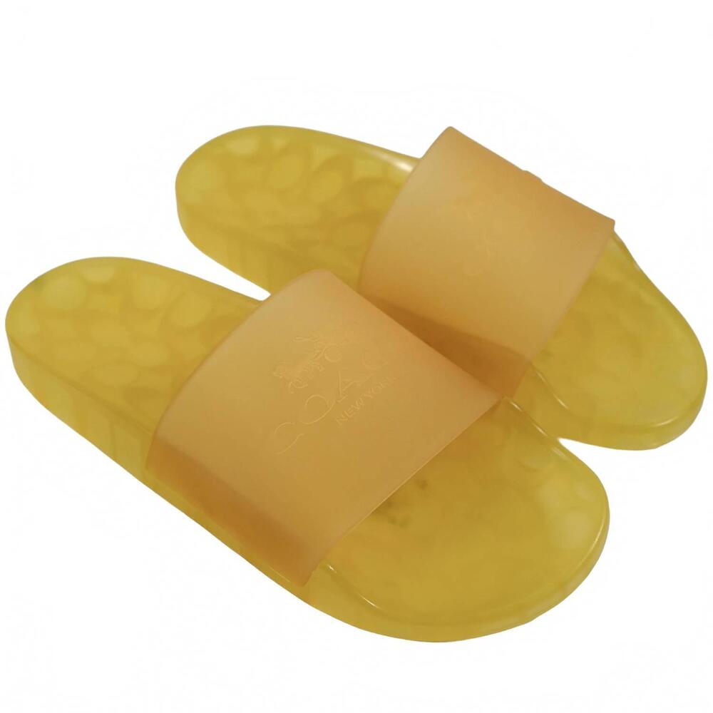 NEW COACH women's clear rubber slide in canary yellow
